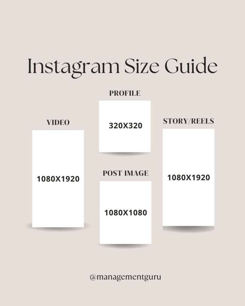 Instagram size guide -dimensions.