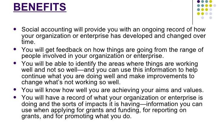 Benefits of Social Accounting