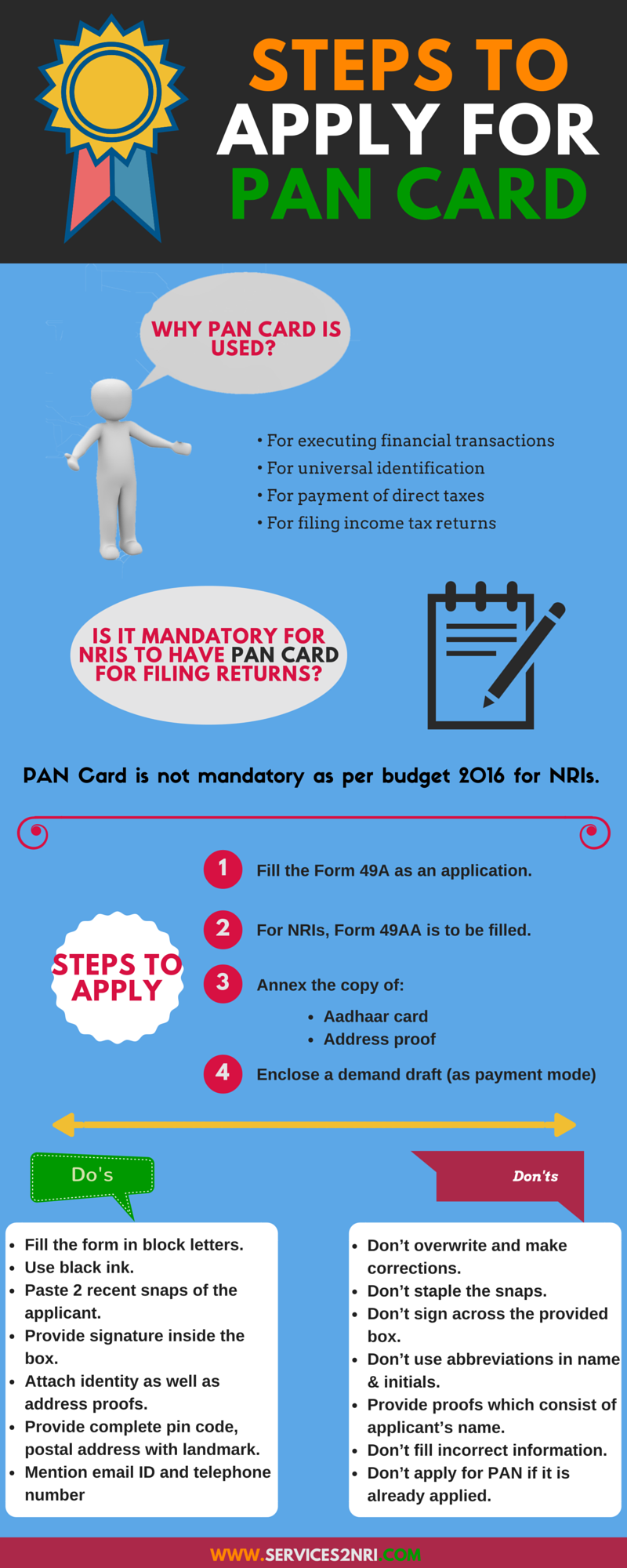 steps to apply for pan card