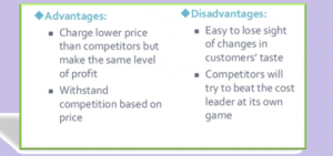 Cost leadership Advantages