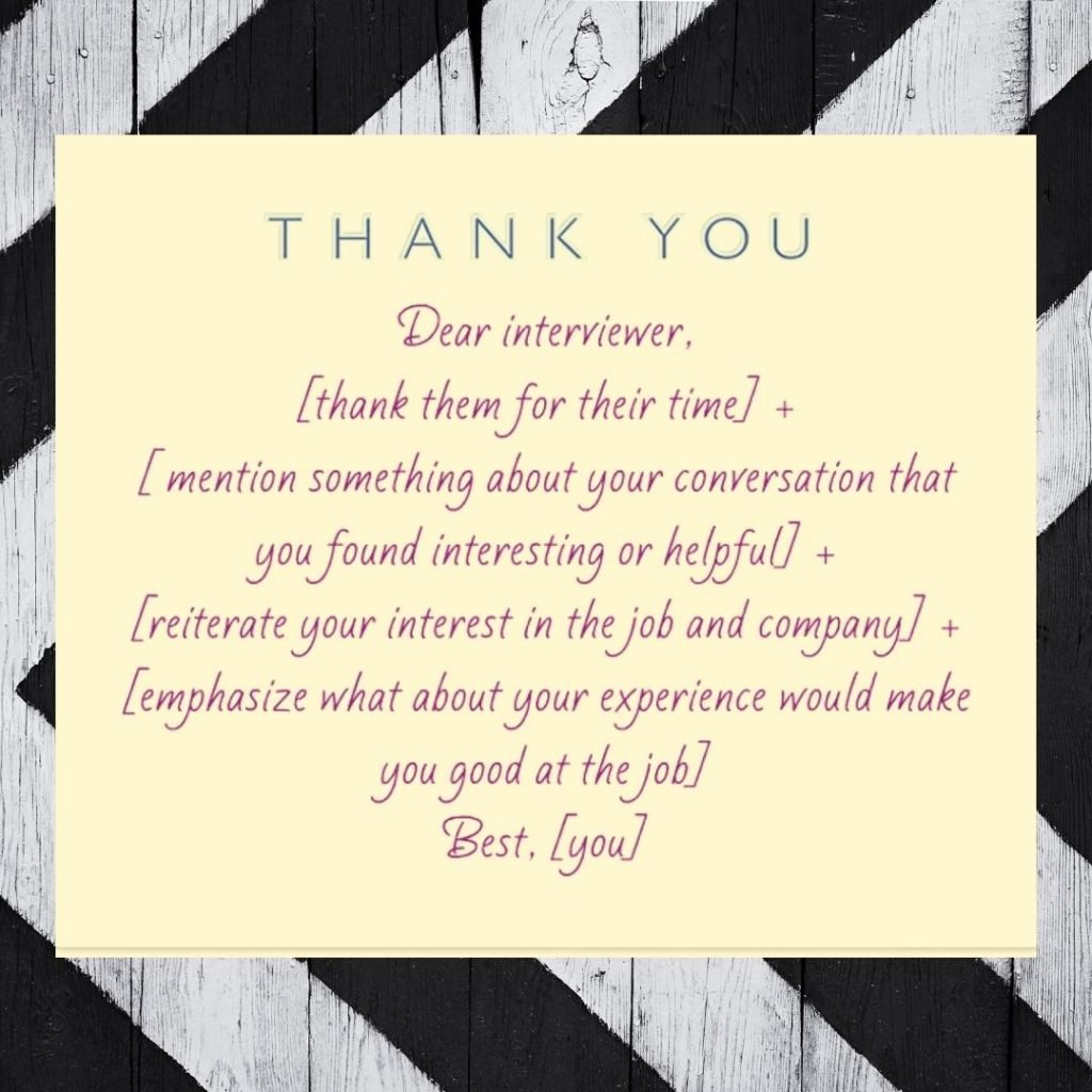 Thank you note post job interview