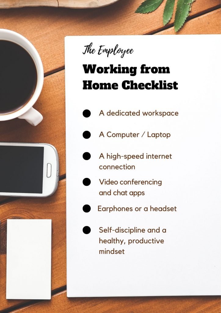 Employee WFH Checklist - The employee working from home checklist.