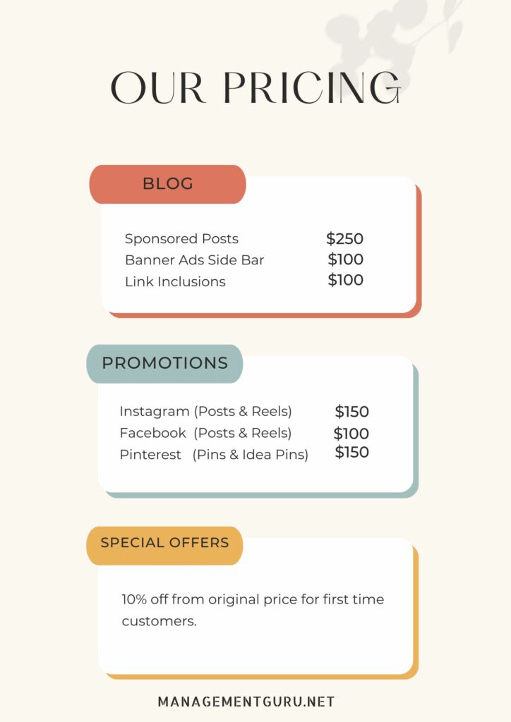 Managementguru Pricing List